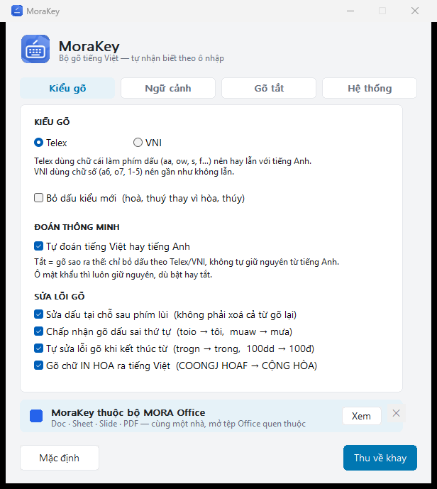 Bảng điều khiển MoraKey